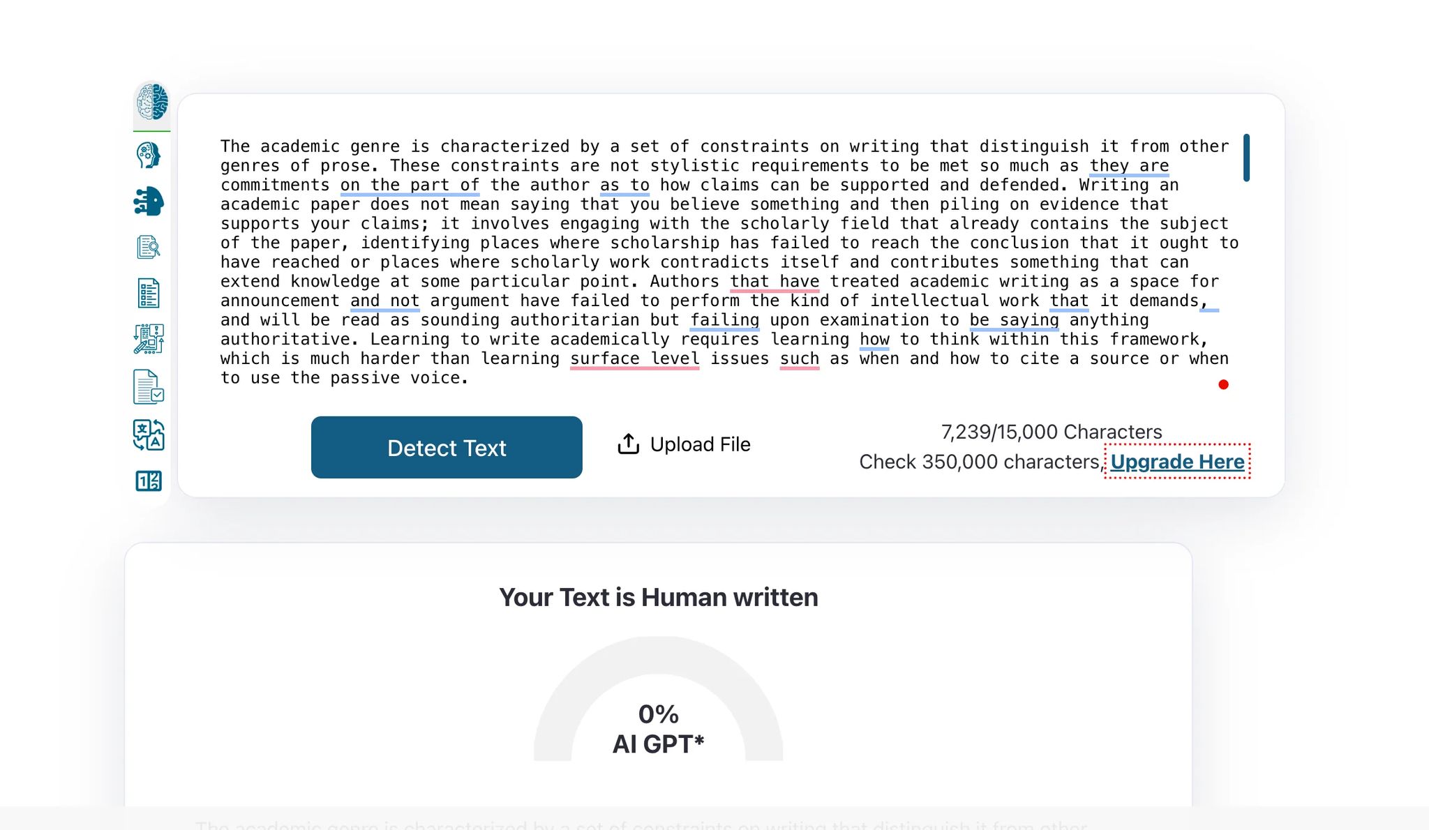 ZeroGPT result showing SuperHumanizer's rewritten text as 100% human and 0% AI